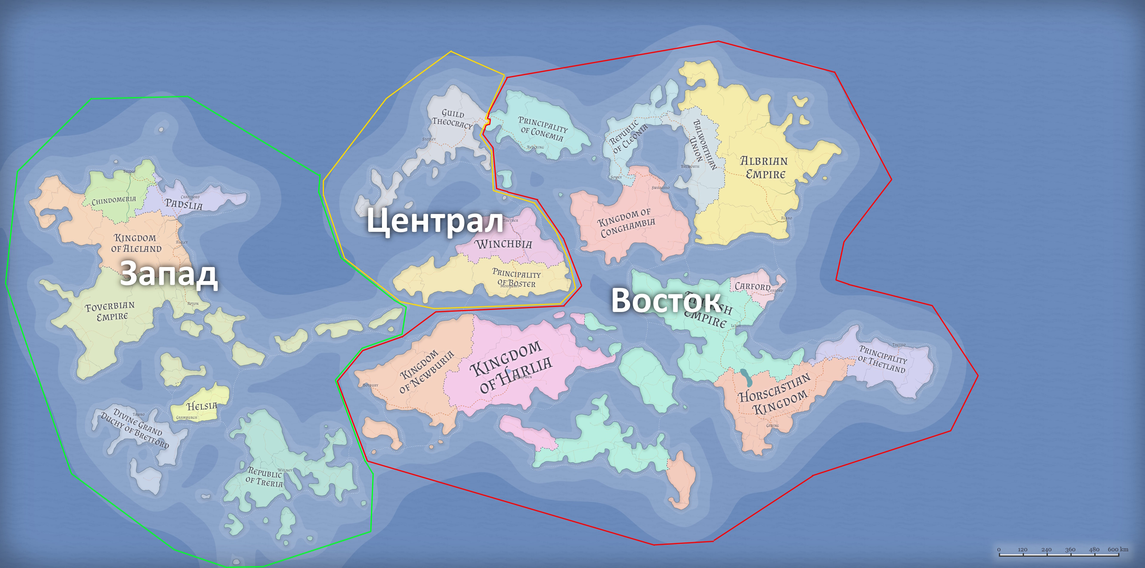  Карта условных регионов Питии